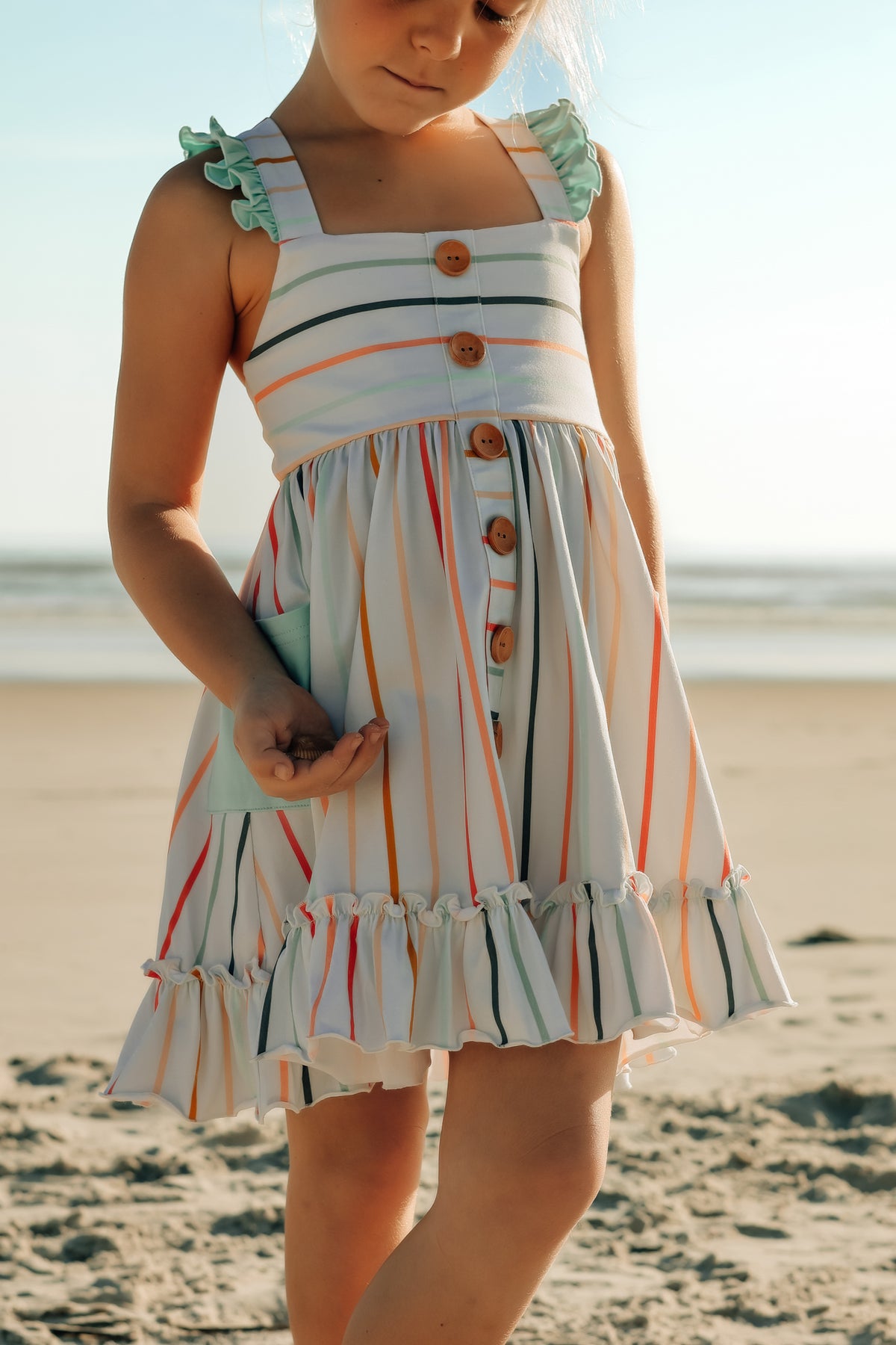 LB Girl's Dress Bree Crossback Dress (color stripes) FINAL SALE