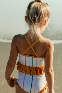 LB Girl's Swim Tankini Set (color stripes)