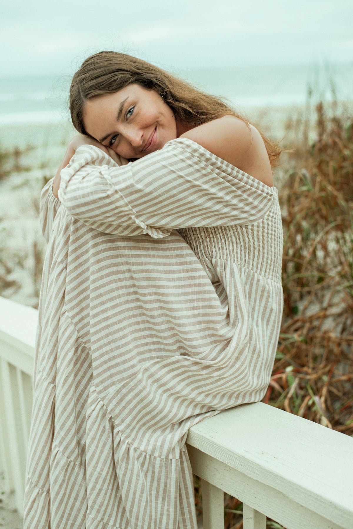 SS Women's Dress Women's Pippa Maxi (driftwood stripe linen)