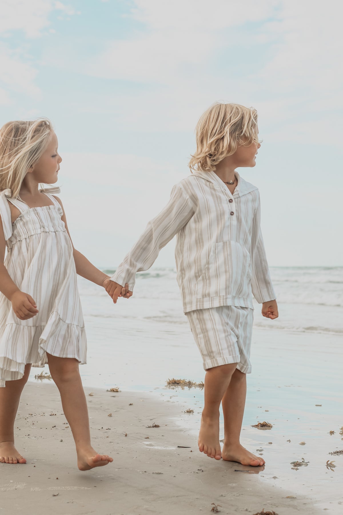 SS Boy's Top Knox Hoodie (desert stripe linen)