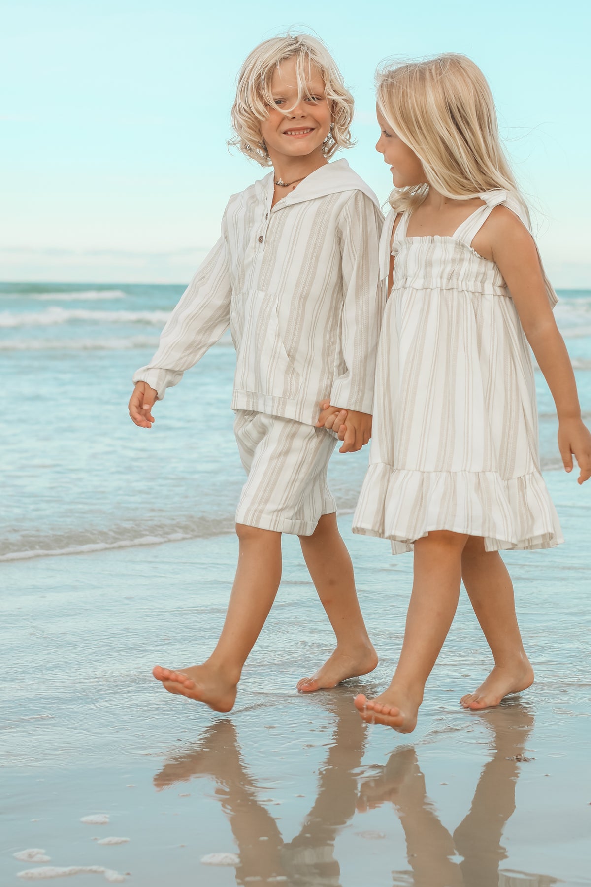 SS Boy's Top Knox Hoodie (desert stripe linen)