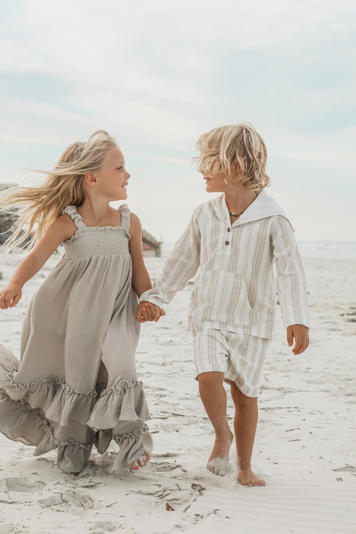 SS Boy's Top Knox Hoodie (desert stripe linen)