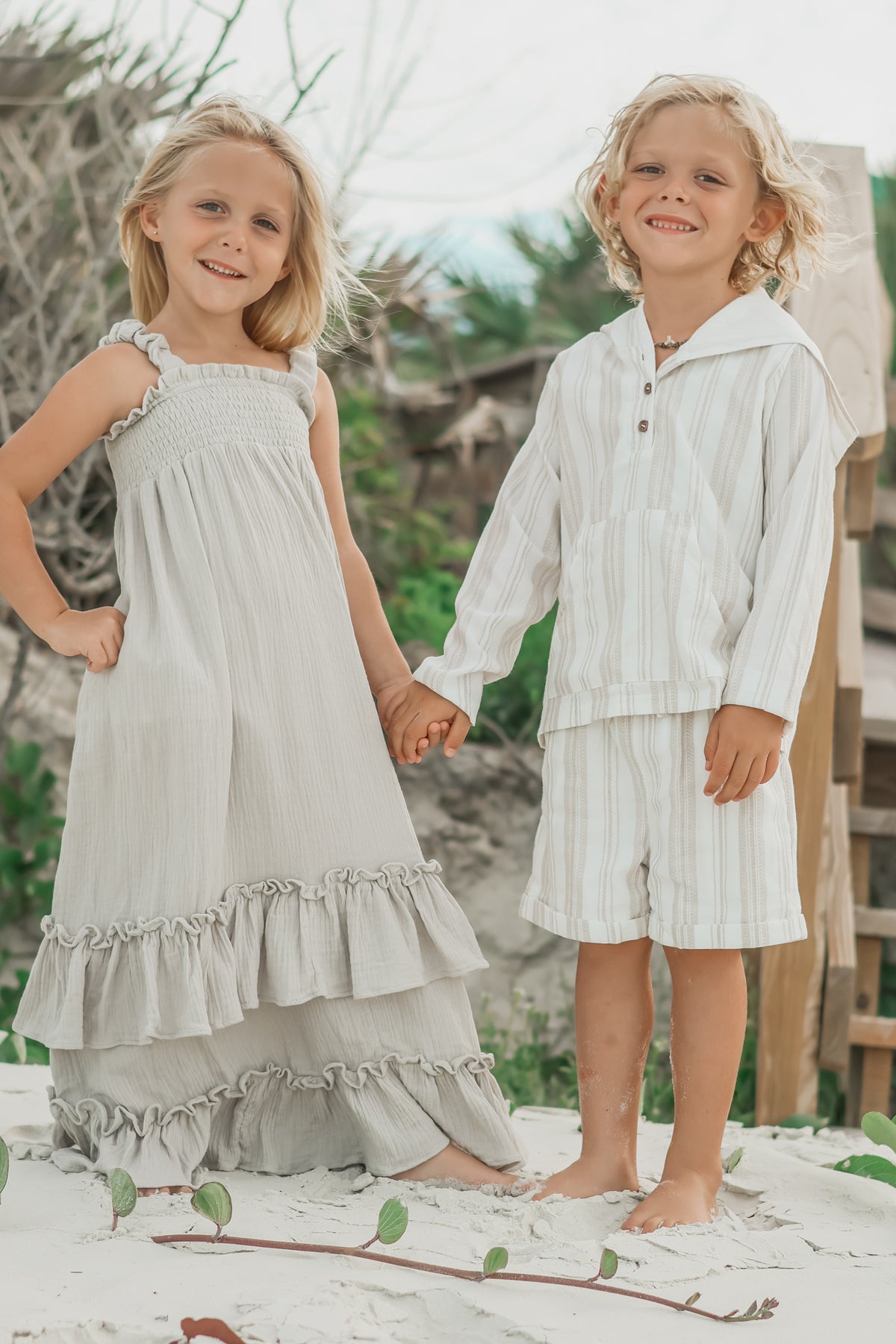 SS Boy's Bottoms Knox Shorts (desert stripe linen)