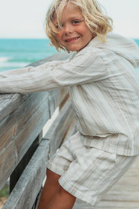 SS Boy's Top Knox Hoodie (desert stripe linen)