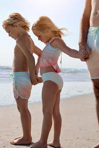 LB Girl's Swim Smocked Tankini Set (peach ombre)