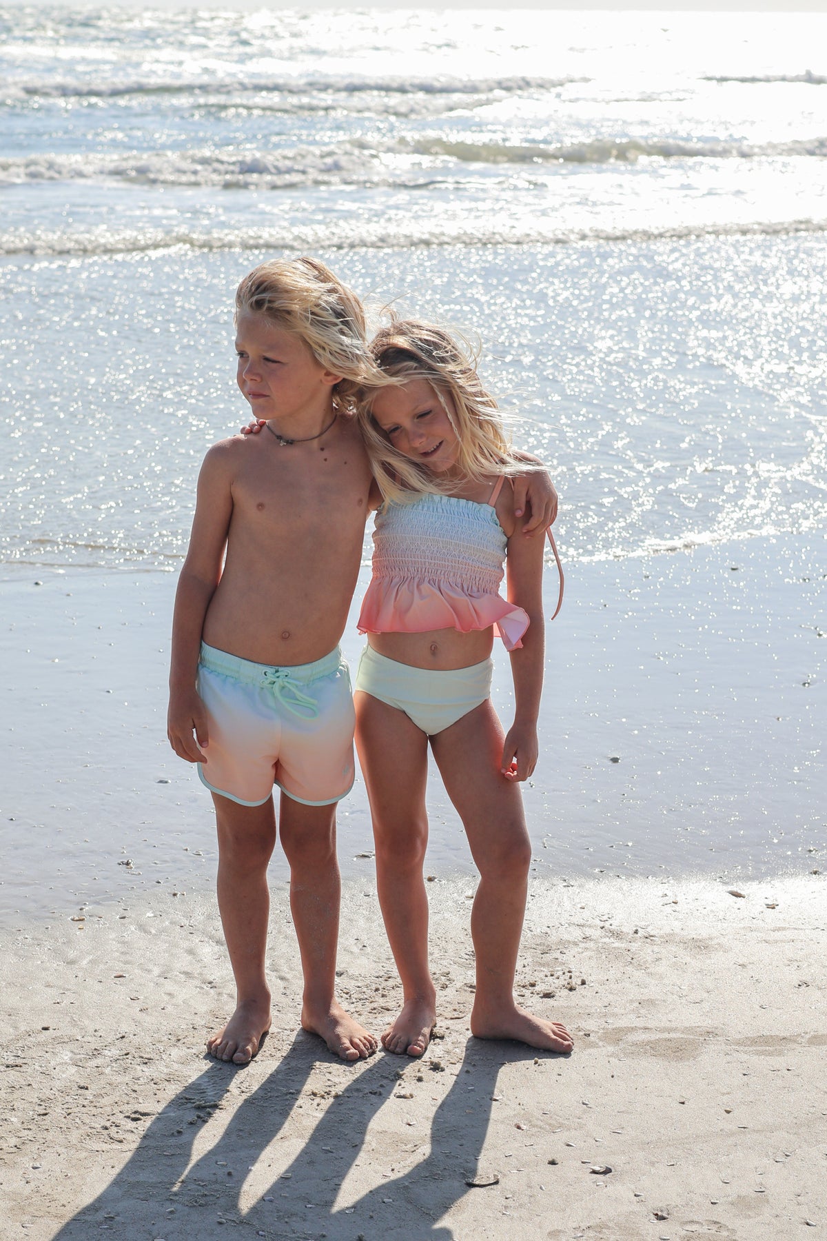 LB Boy's Swim Surf Shorts (peach ombre)