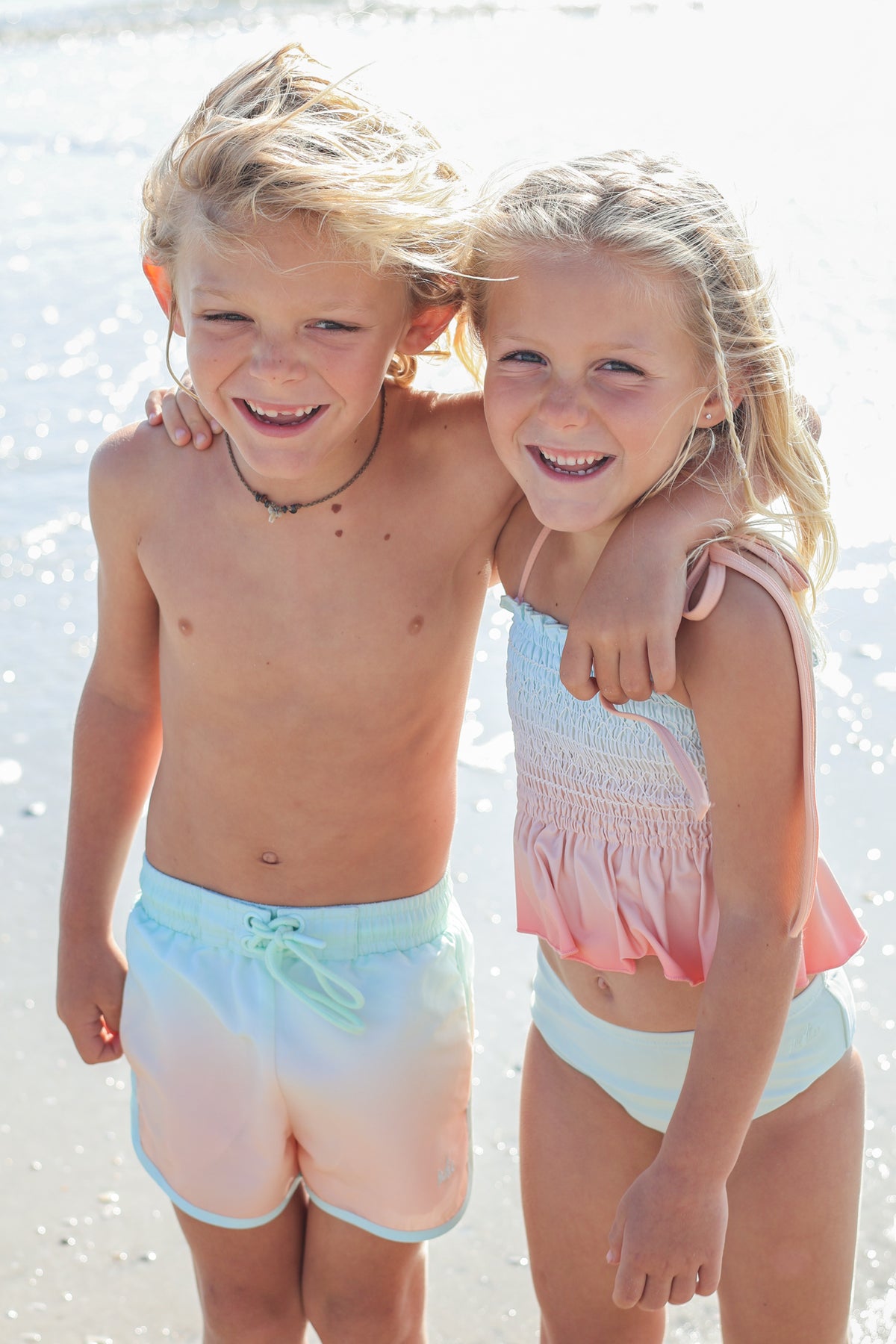 LB Boy's Swim Surf Shorts (peach ombre)