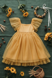 SS Girl's Dress Fawn Dress (saffron tulle)