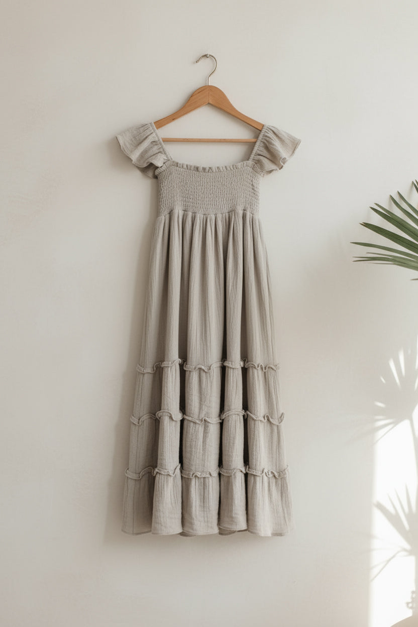 SS Girl's Dress Marabella Dress (soft gray muslin) SALE