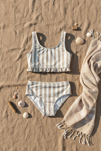 LB Girl's Swim Scoopback Set (ash stripe)