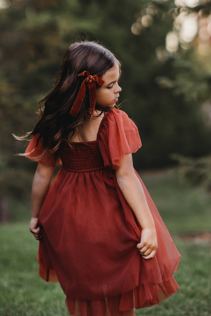 SS Girl's Dress Fawn Dress (venetian red tulle)