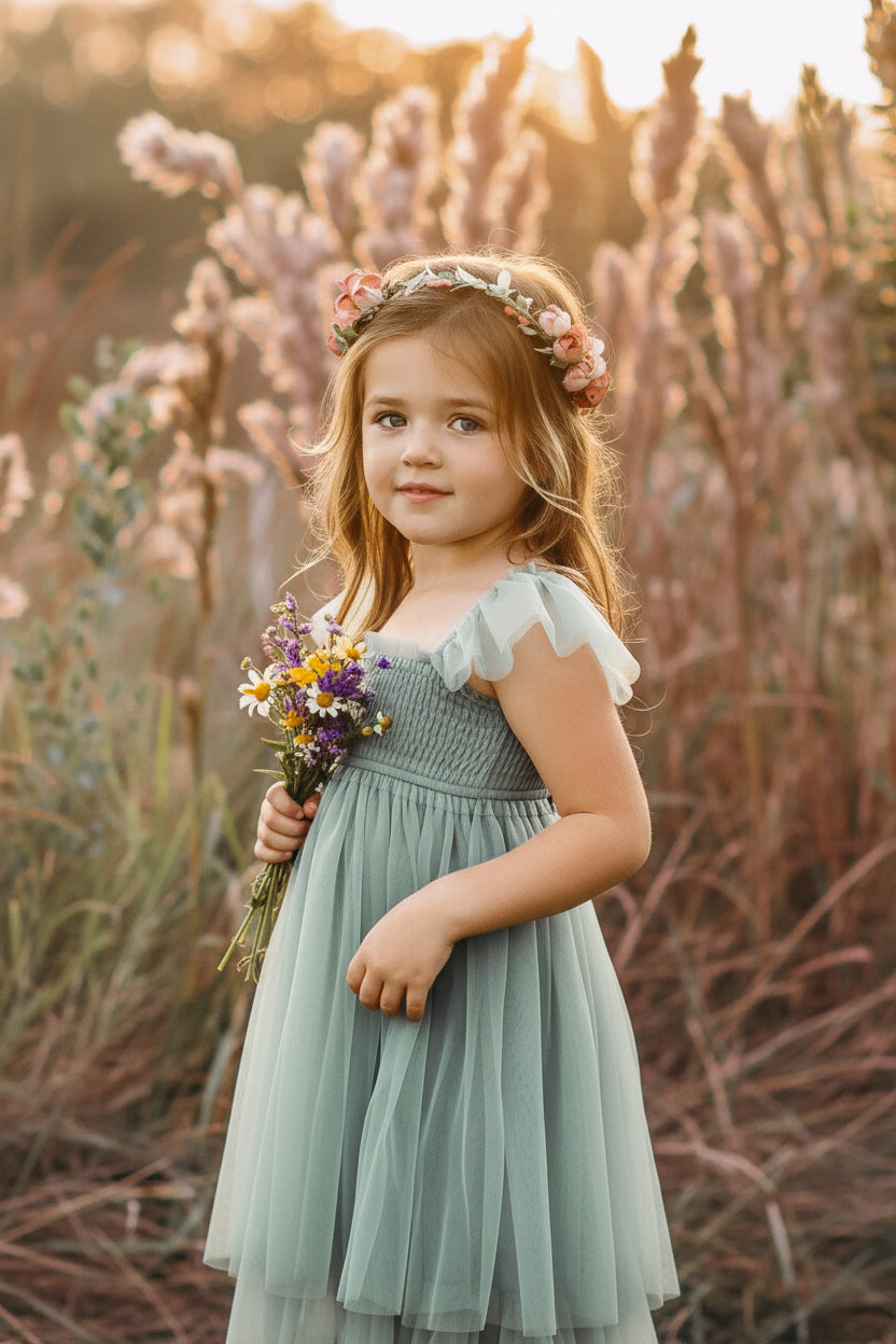 SS Girl's Dress Juliet Dress (soft teal tulle)