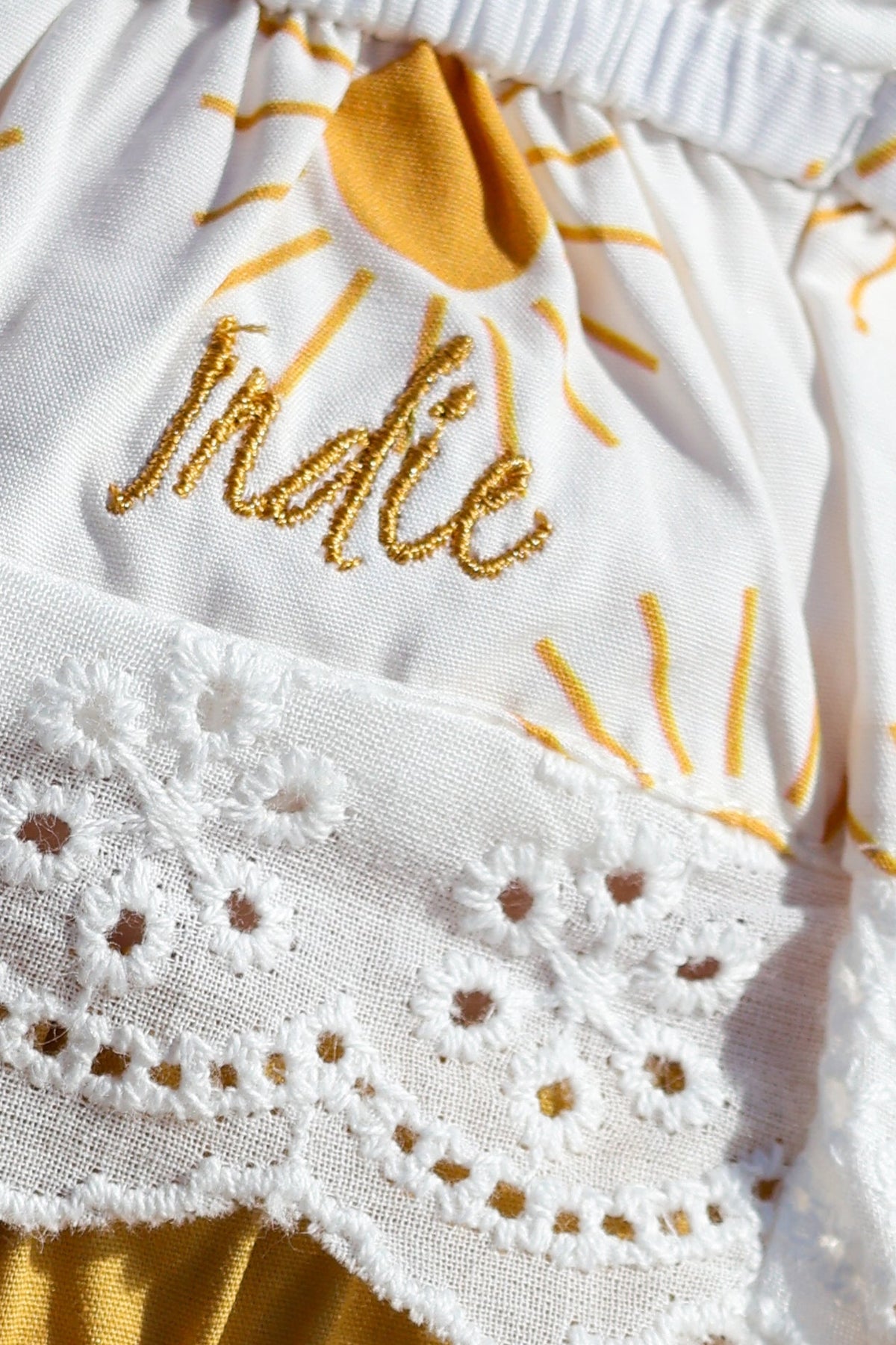 LB Girl's Sets Alice Smocked Top & Petal Shorts Set (gold suns) FINAL SALE