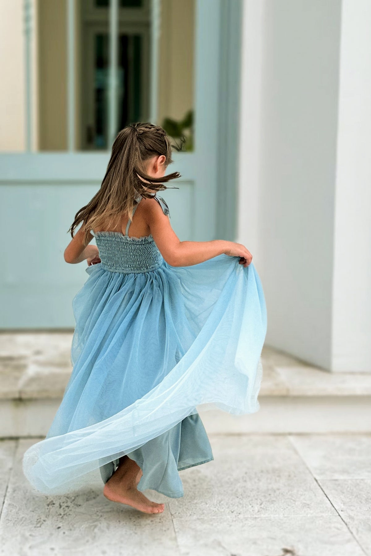 SS Girl's Dress Isa Maxi (blue ombre tulle)
