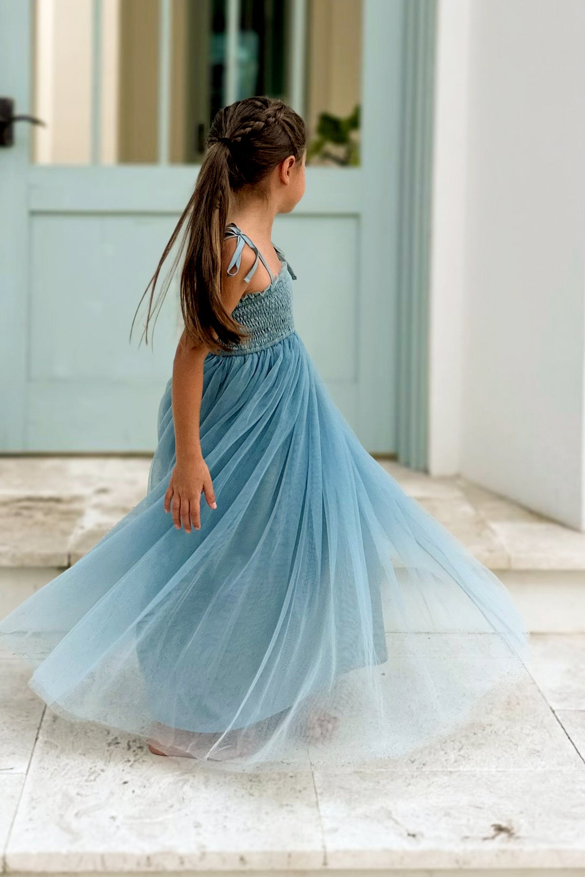 SS Girl's Dress Isa Maxi (blue ombre tulle)