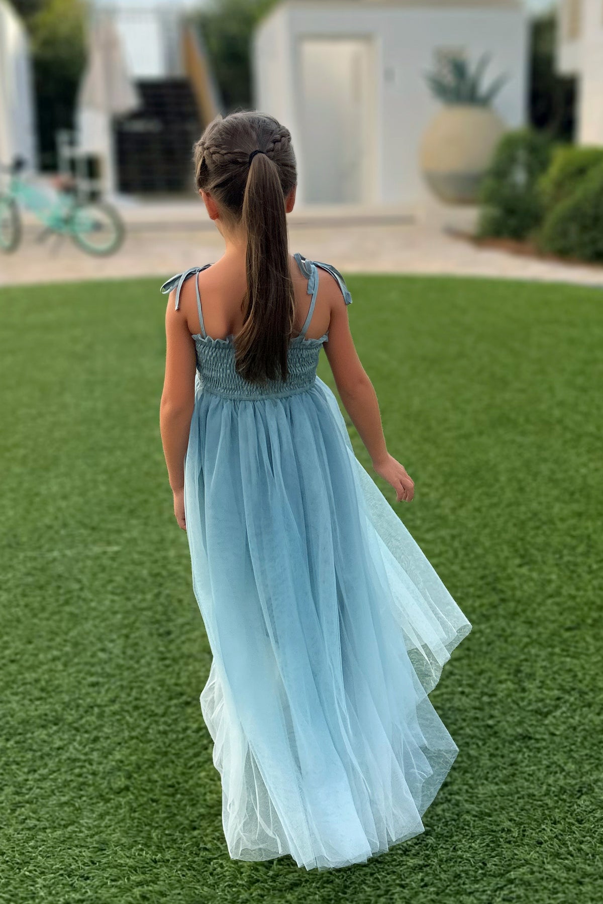 SS Girl's Dress Isa Maxi (blue ombre tulle)