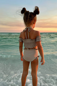 LB Girl's Swim Smocked Sleeve Set (ash)