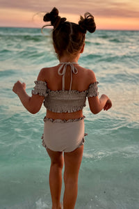 LB Girl's Swim Smocked Sleeve Set (ash)