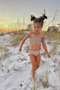 LB Girl's Swim Smocked Sleeve Set (ash)
