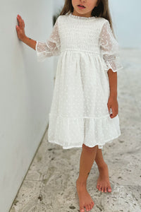 SS Girl's Dress Celine Dress (soft white swiss dot) FINAL SALE