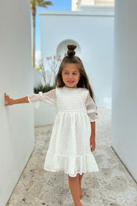 SS Girl's Dress Celine Dress (soft white swiss dot) FINAL SALE