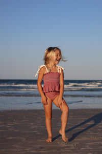 LB Girl's Swim Smocked Tankini Set (violet) FINAL SALE