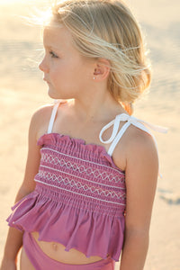 LB Girl's Swim Smocked Tankini Set (violet) FINAL SALE