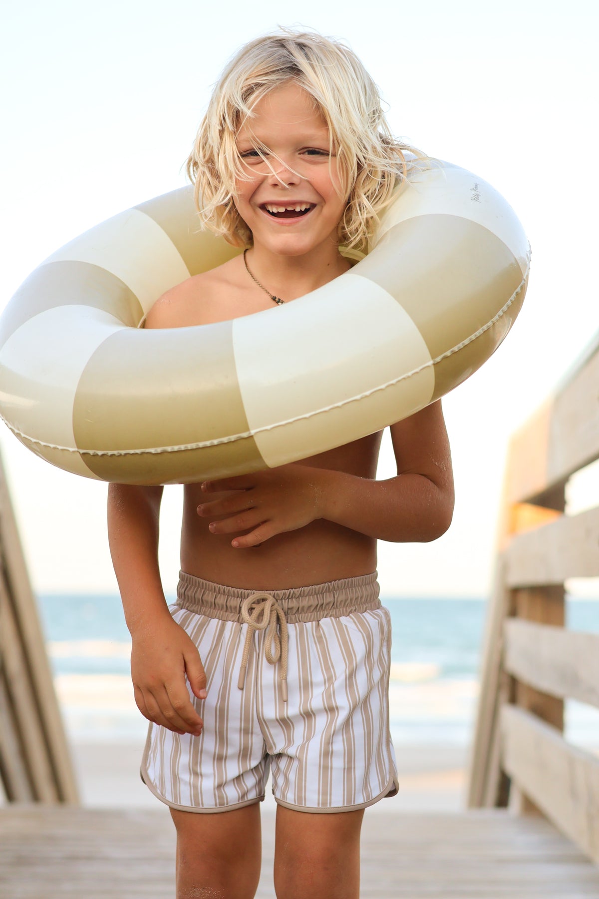 LB Boy's Swim Board Shorts (ash stripe)