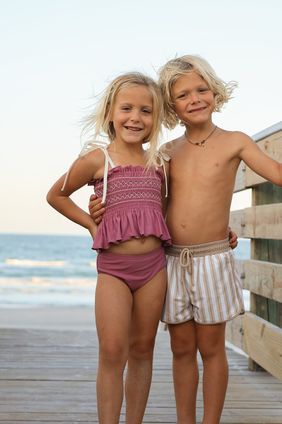 LB Girl's Swim Smocked Tankini Set (violet) FINAL SALE