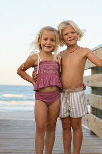 LB Girl's Swim Smocked Tankini Set (violet) FINAL SALE