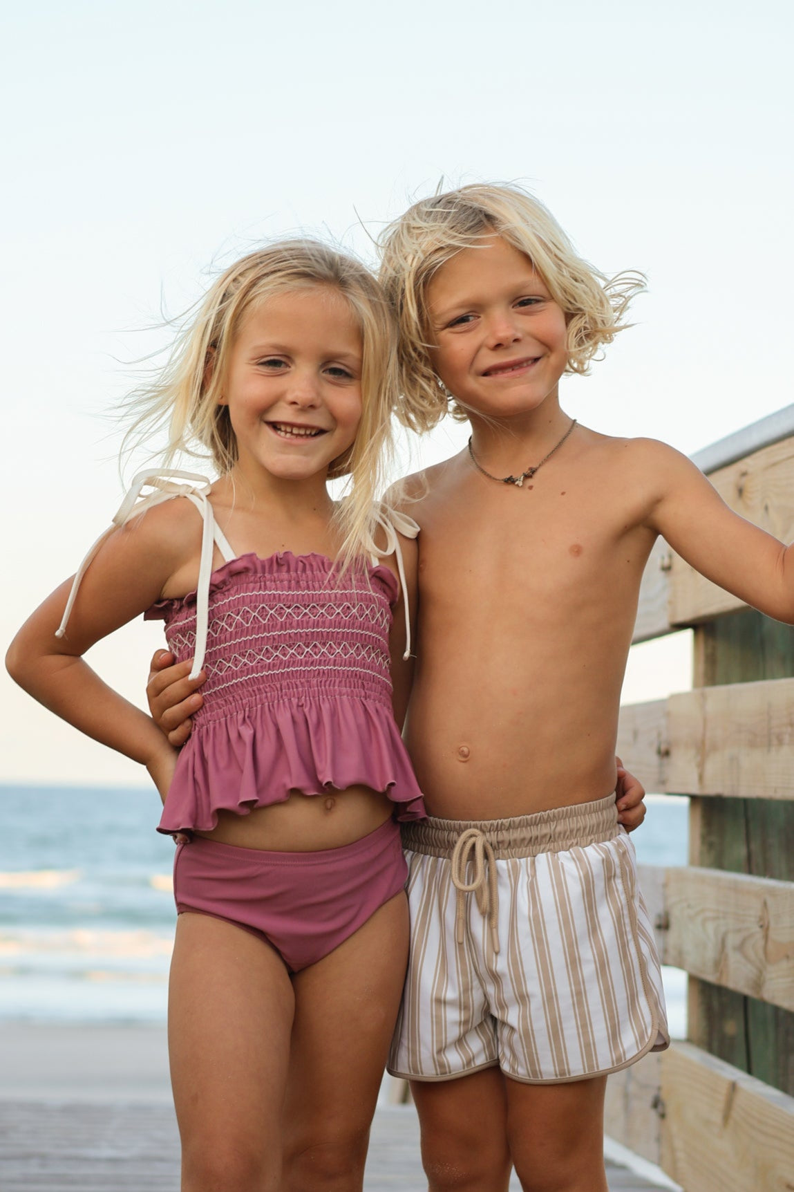 LB Boy's Swim Board Shorts (ash stripe)