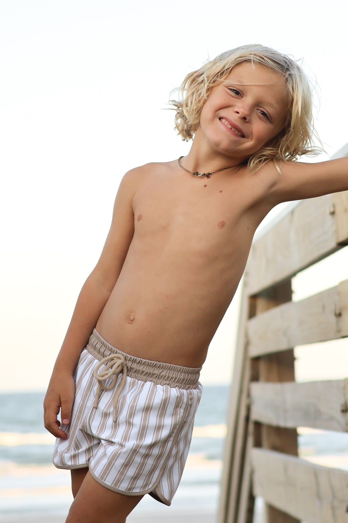 LB Boy's Swim Board Shorts (ash stripe)