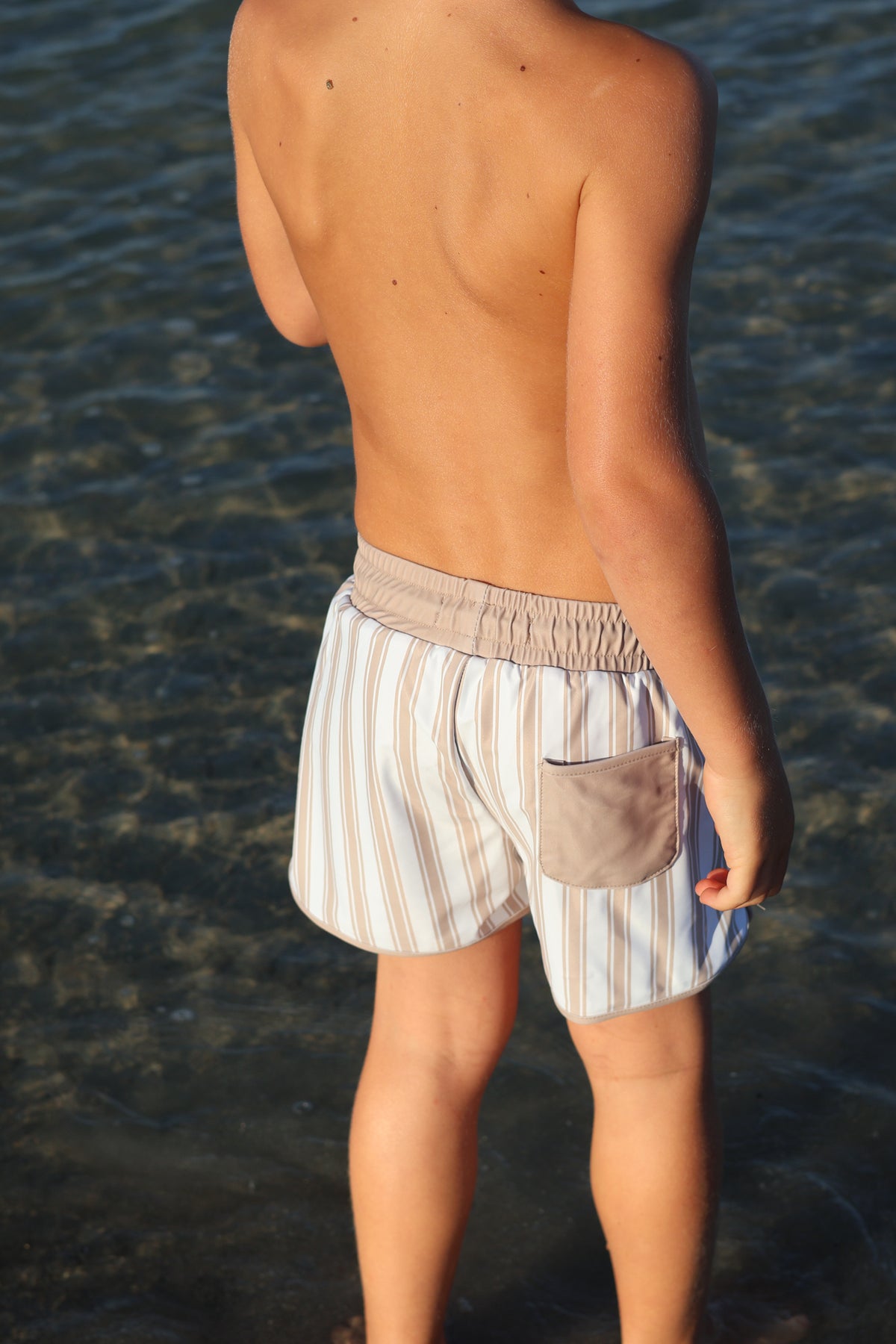 LB Boy's Swim Board Shorts (ash stripe)