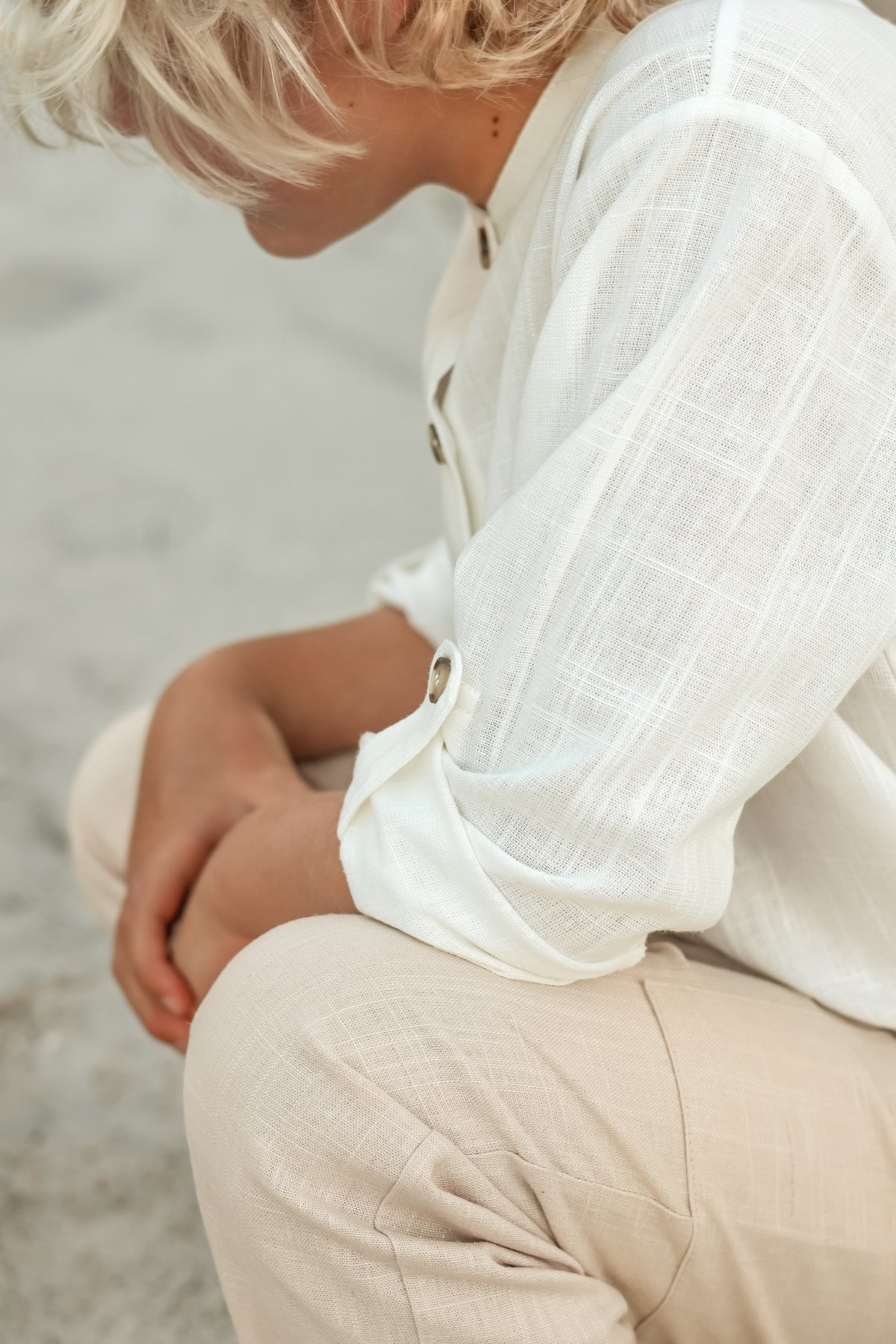 SS Boy's Top Ty Shirt (white linen)