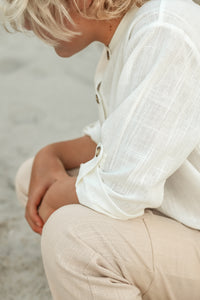 SS Boy's Top Ty Shirt (white linen)