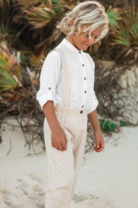 SS Boy's Top Ty Shirt (white linen)
