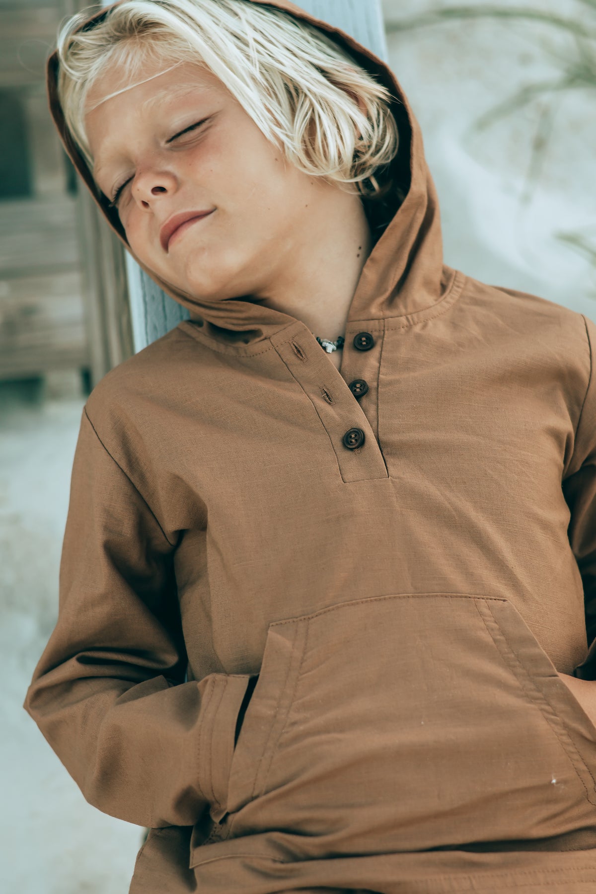 SS Boy's Top Knox Hoodie (amber linen)