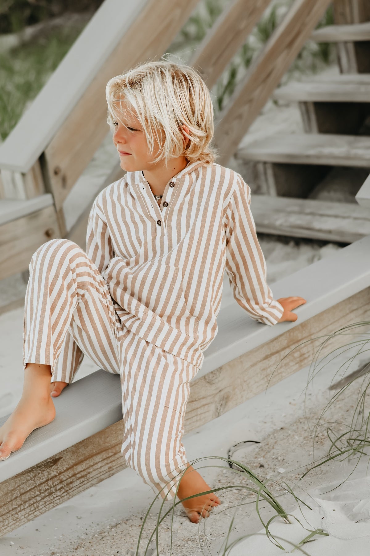 SS Boy's Top Knox Hoodie (birch stripe)