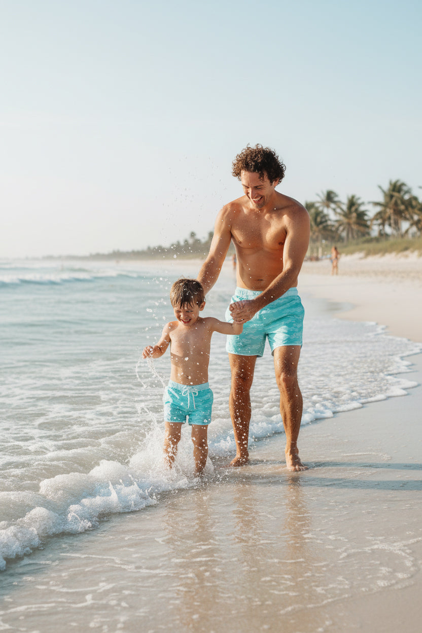 LB Boy's Swim Surf Shorts (aqua waves)