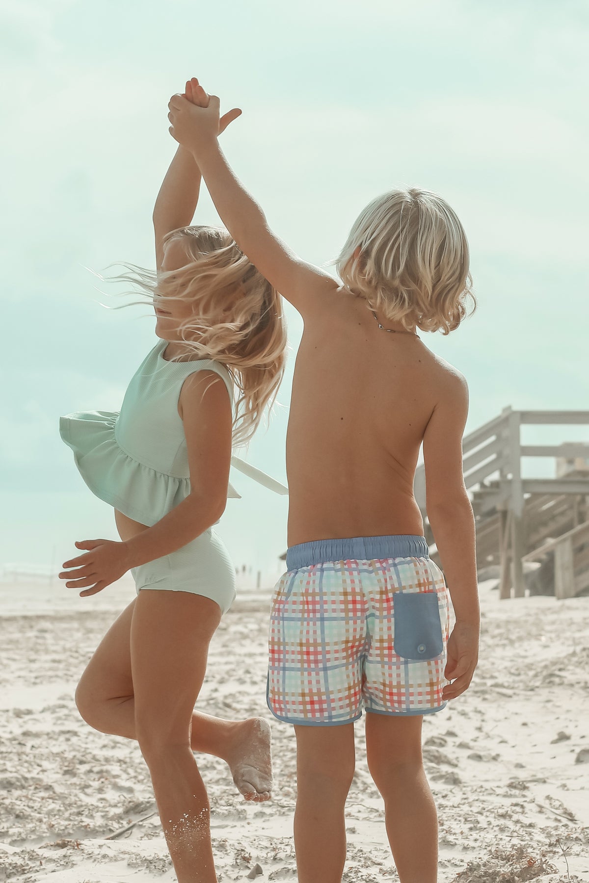 LB Boy's Swim Surf Shorts (plaid)