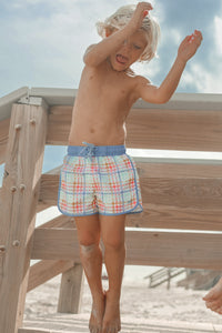 LB Boy's Swim Surf Shorts (plaid)