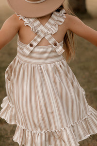 LB Girl's Dress Bree Crossback Dress (ash stripe)