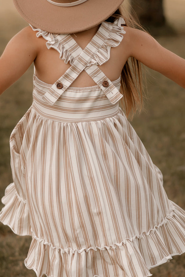 LB Girl's Dress Bree Crossback Dress (ash stripe)