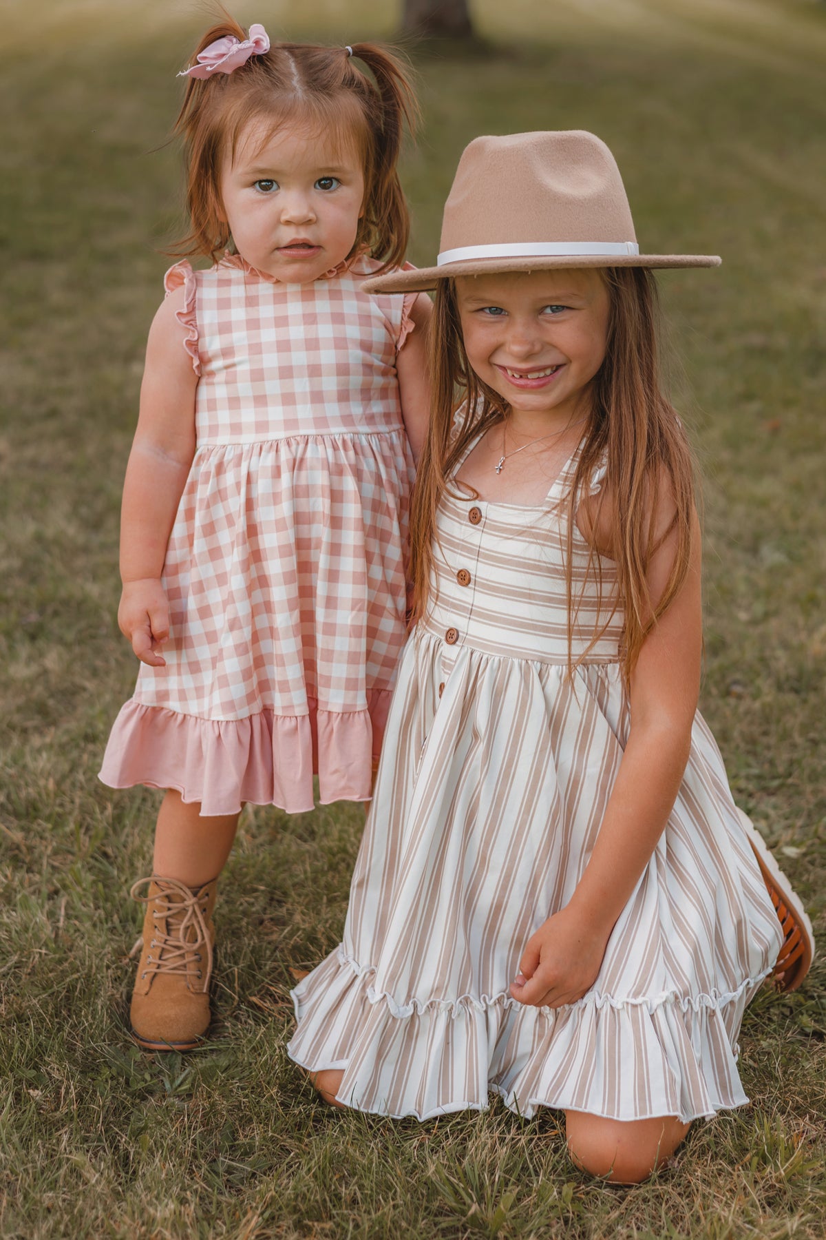 LB Girl's Dress Bree Crossback Dress (ash stripe)