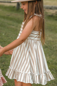 LB Girl's Dress Bree Crossback Dress (ash stripe)