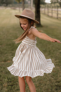 LB Girl's Dress Bree Crossback Dress (ash stripe)