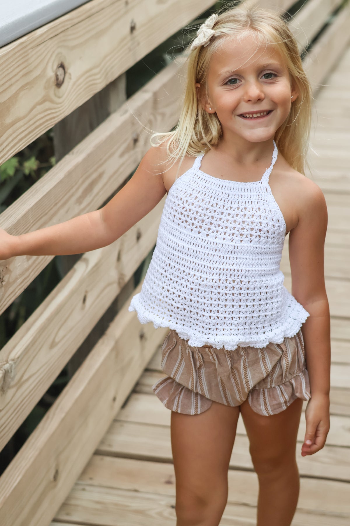 INDIE BLUE Girl's Top Izzy Halter (white) FINAL SALE