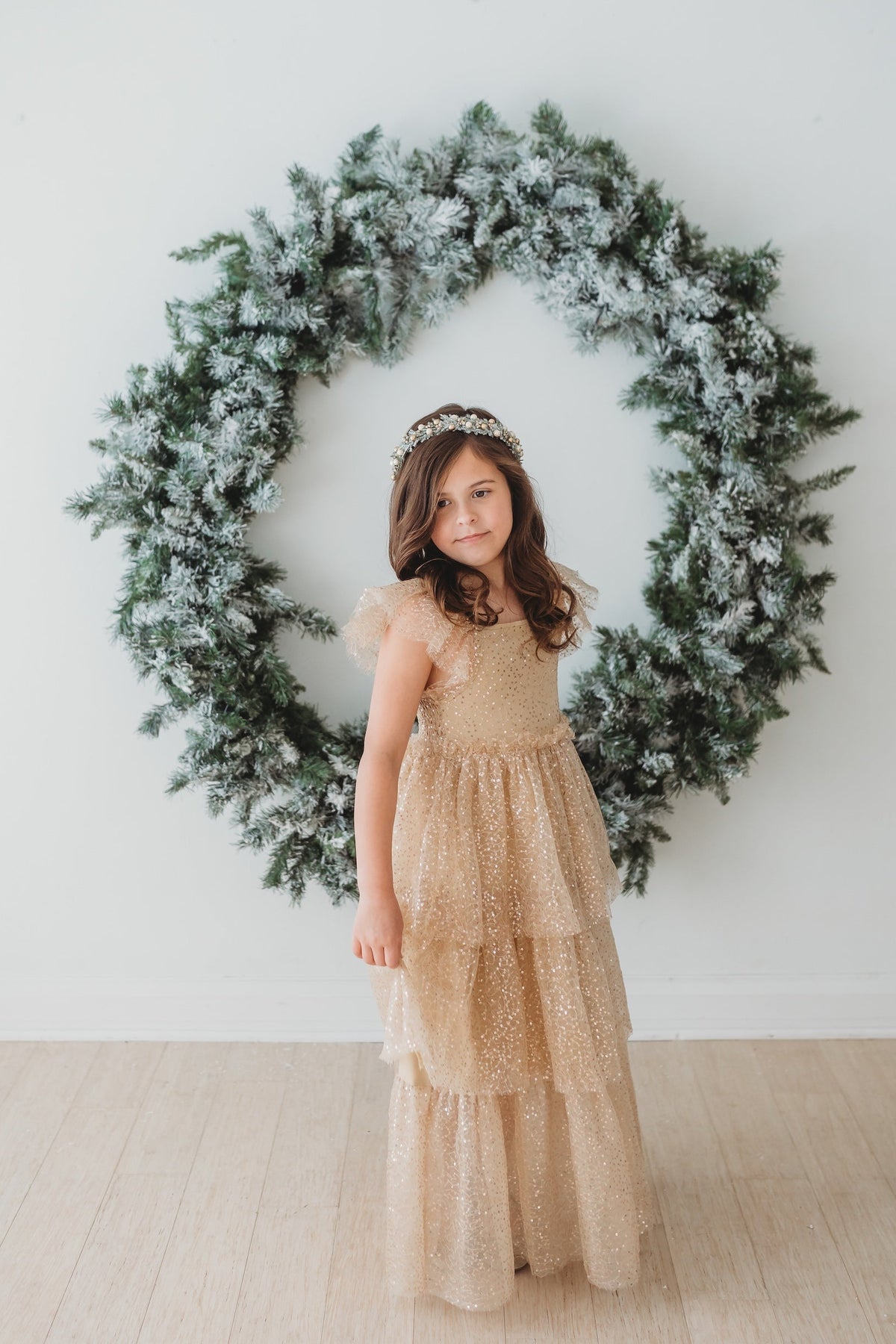 SS Girl's Dress Emilia Maxi (sequin gold tulle)