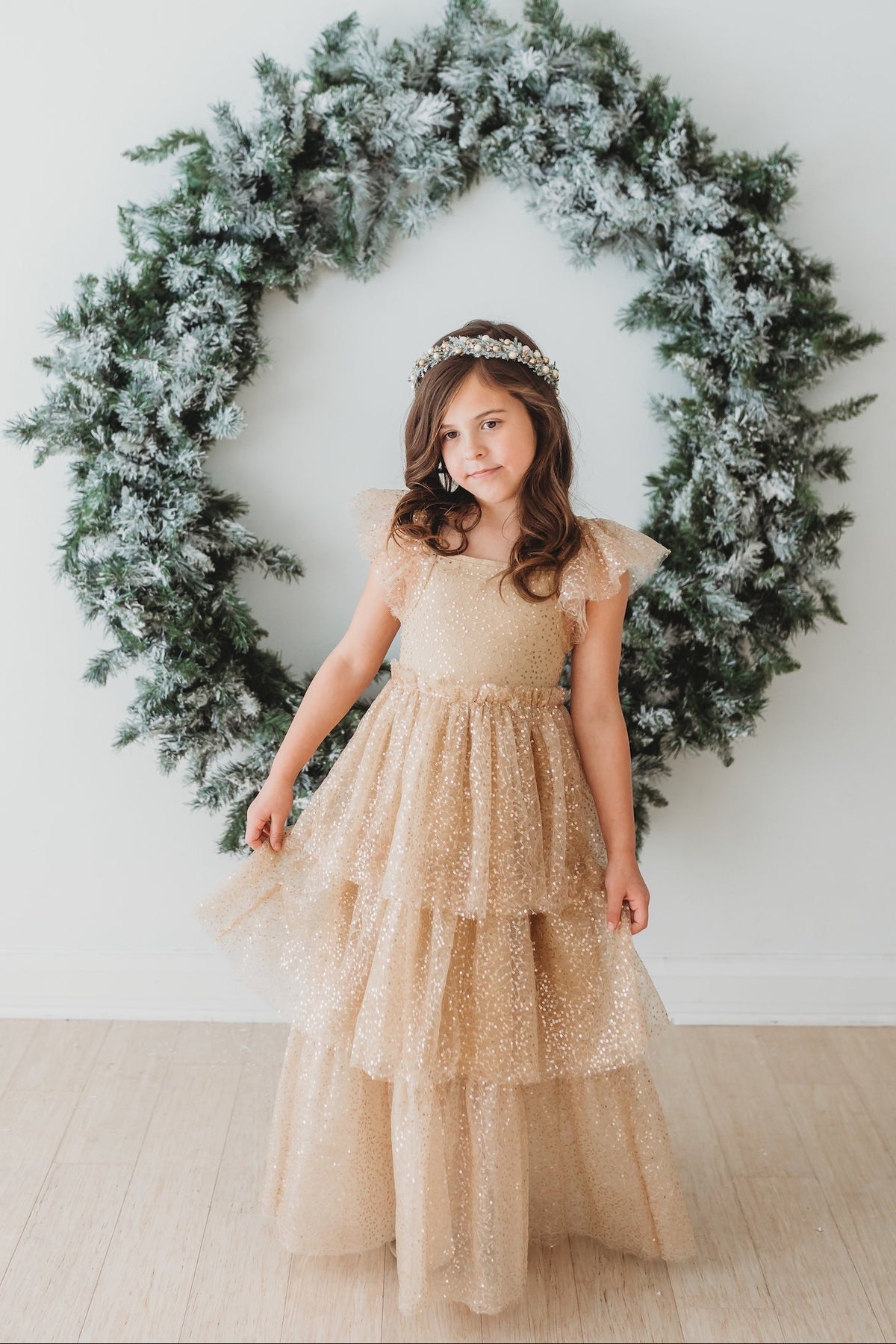 SS Girl's Dress Emilia Maxi (sequin gold tulle)