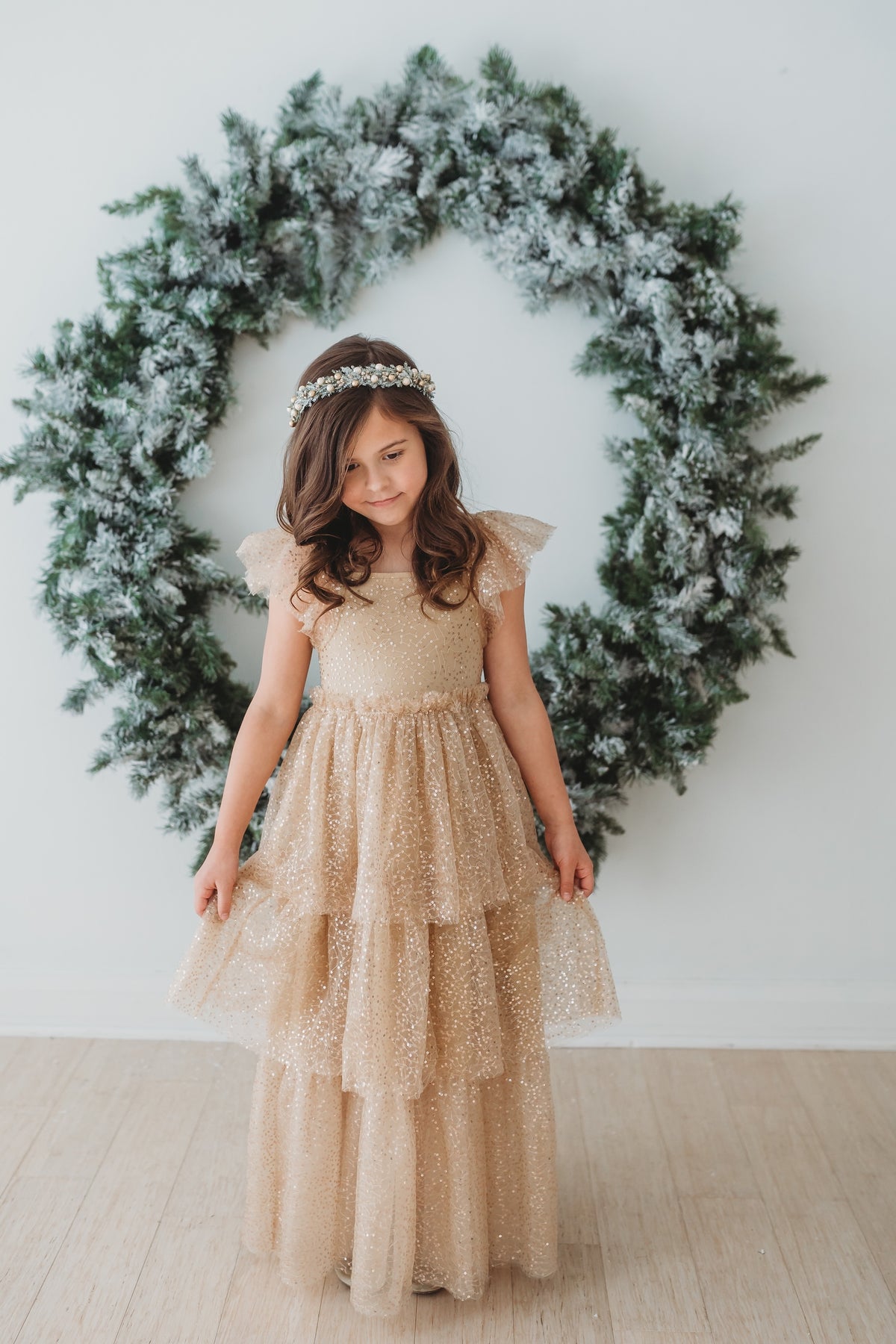 SS Girl's Dress Emilia Maxi (sequin gold tulle)